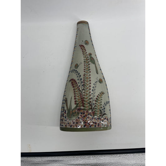 Ken Edwards Tonala El Palomar Mexican Hand Painted Pillow Vase Birds & flowers -CSSB