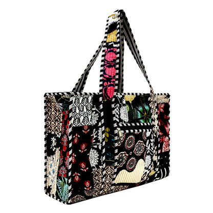 Cotton Fabric Patch Block Print Tote Bag- Small & Large