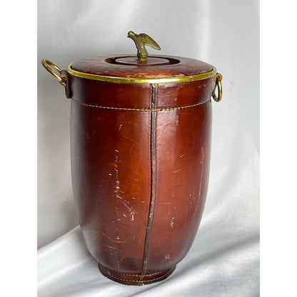 Vintage Loyal Papeete Leather Ice Bucket Reproduction of Fire Bucket 18" tall