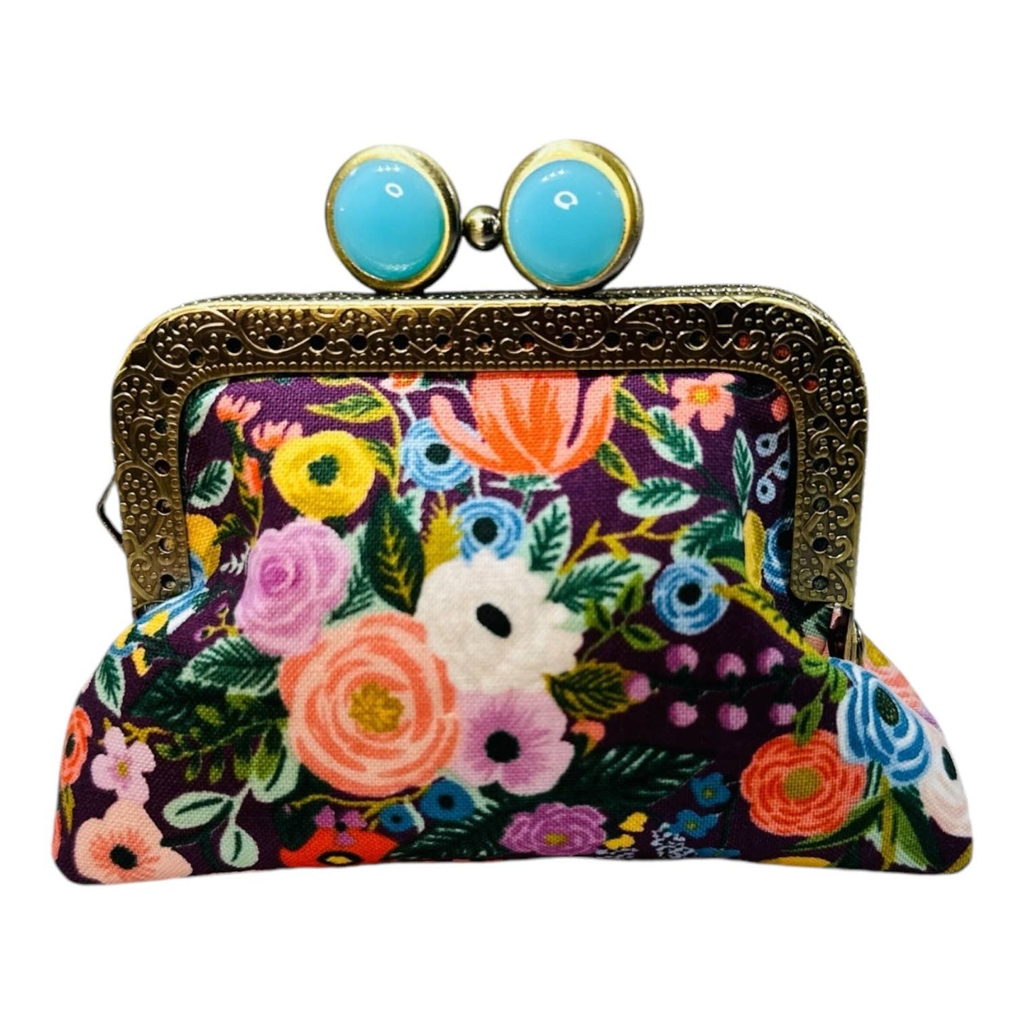 Kiki & Syds Mini Clutch Coin Purse - Petite Floral Plum
