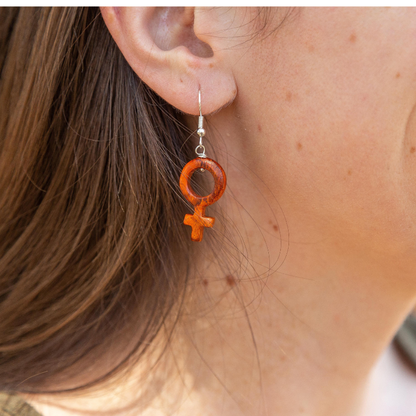 Wood Female Symbol Earrings