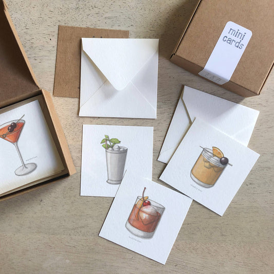 Mini Cards Set / Cocktails . 01 Whiskey & Bourbon