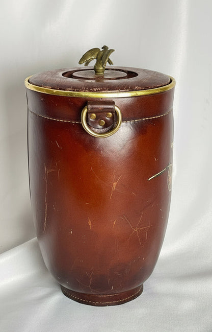 Vintage Loyal Papeete Leather Ice Bucket Reproduction of Fire Bucket 18" tall