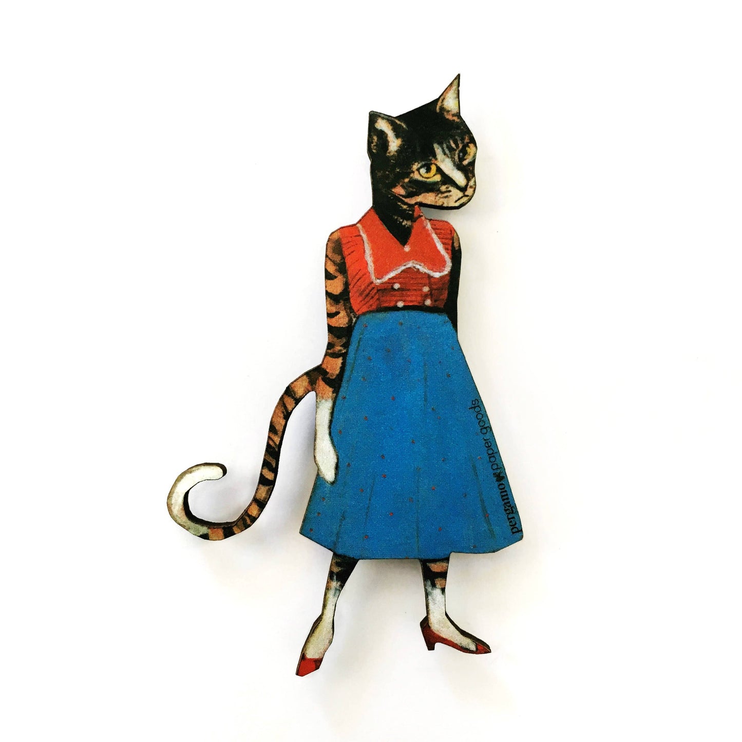Cat Lady Wood Magnet