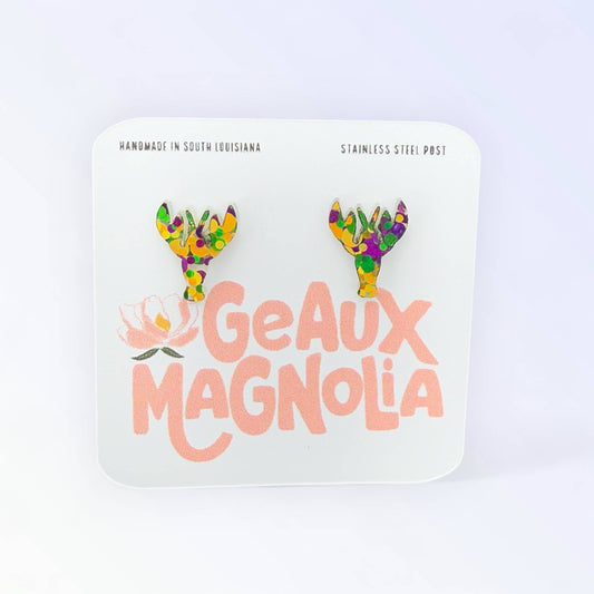 Mardi Gras Crawfish Stud Earrings
