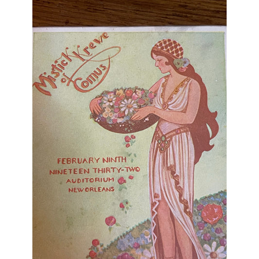 Vintage 1932 Mystick Krewe of Comus Mardi Gras Carnival Ball Invitation