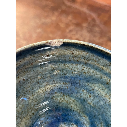 Handmade unsigned Pottery spiral stem goblet chalice cup pair