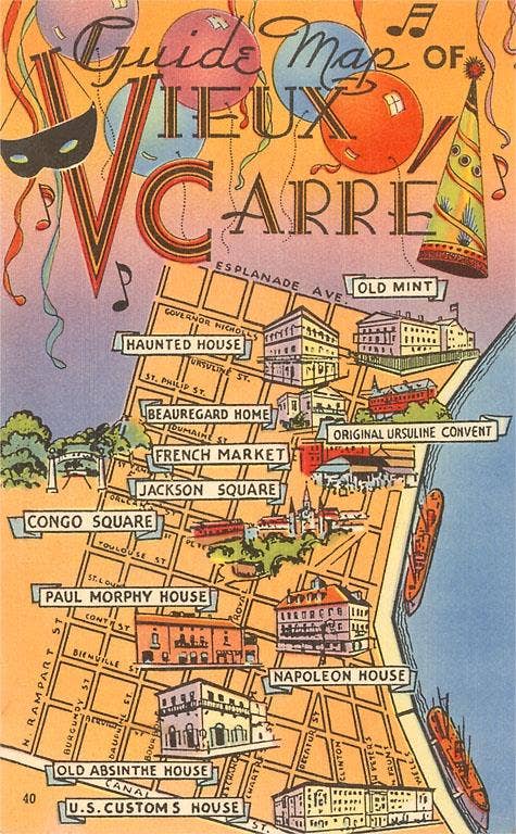 Art Print LU-272 Map of Vieux Carre, New Orleans