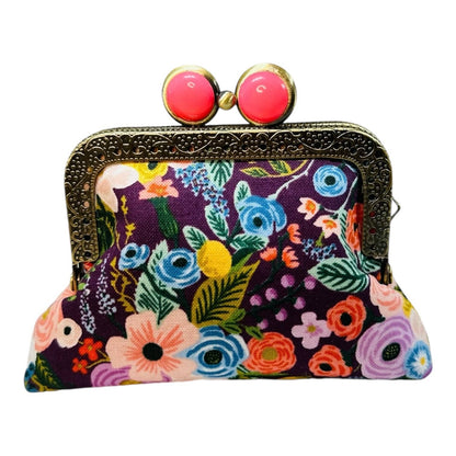 Kiki & Syds Mini Clutch Coin Purse - Petite Floral Plum