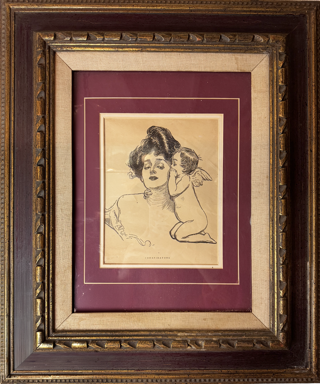 Framed Gibson Girl "Conspirators" Wall Art CSBH