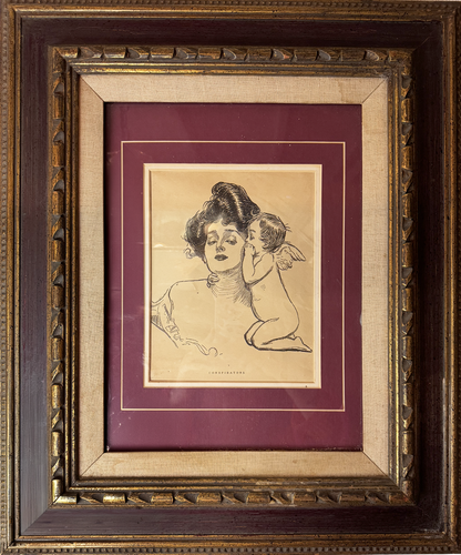 Framed Gibson Girl "Conspirators" Wall Art CSBH