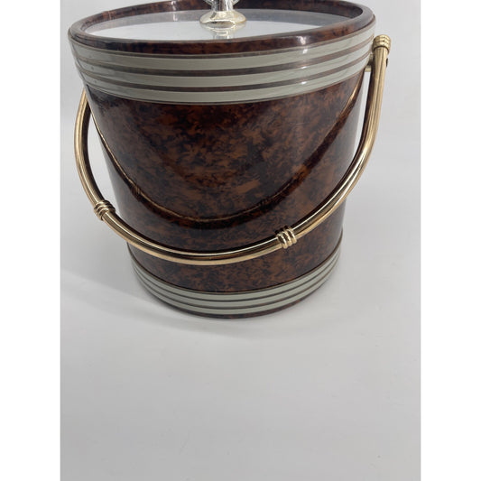 Vintage MCM Mid-Century Modern faux tortoiseshell barware ice bucket