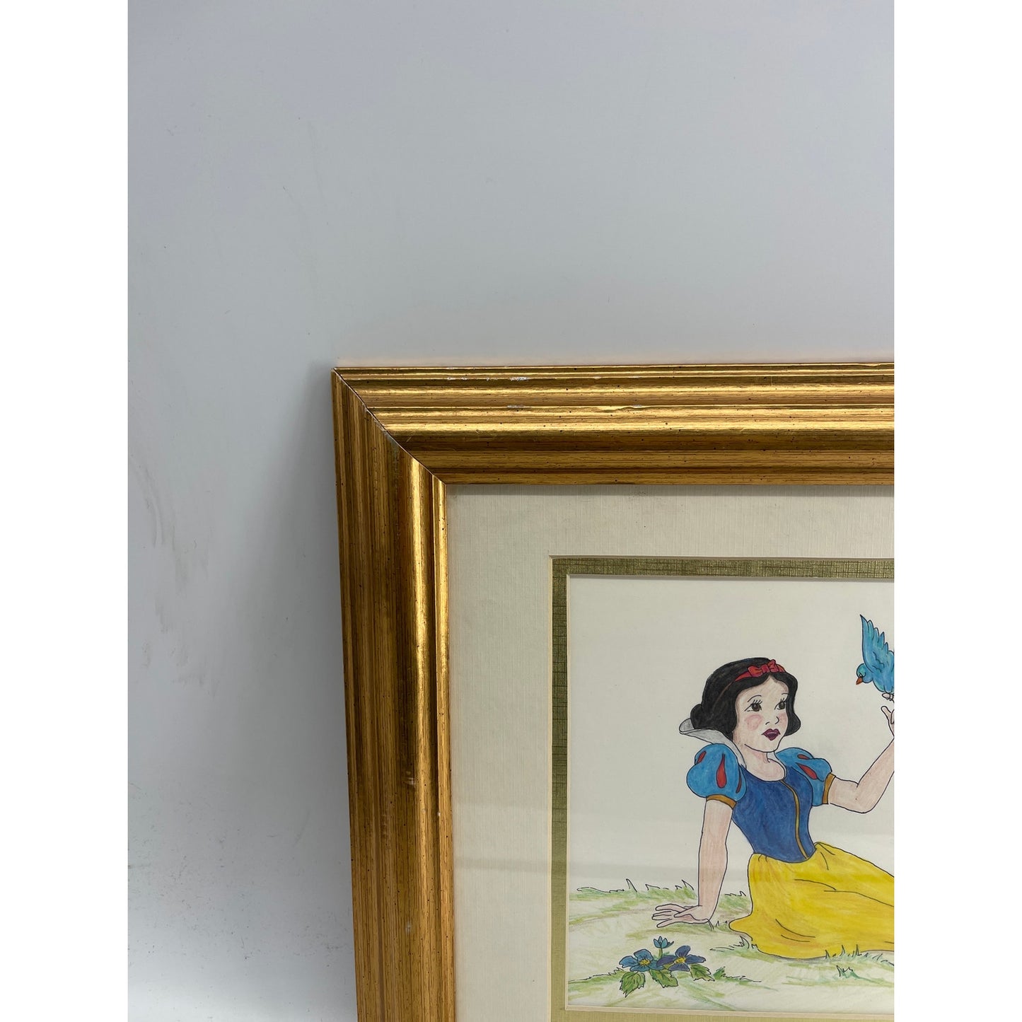 Original Disney Snow White color pencil drawing signed framed wall art CSSB
