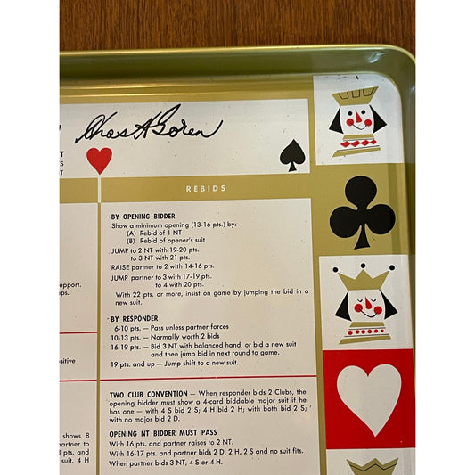 Vintage 1950's Metal Bridge Point Count Serving card game tray