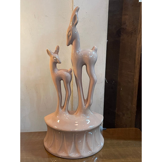 Vintage Mid-Century MCM Art Deco KRON 1950's deer and fawn TV lamp