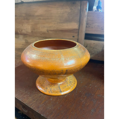 Freeman McFarlin MCM Mid-Century Modern metallic glaze foot bowl planter pottery