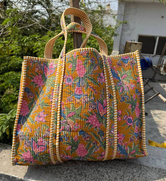 Floral Cotton Quilted Bag