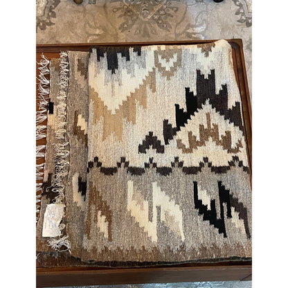 Vintage 100% Wool Kilim tassle throw rug 3' x 5'