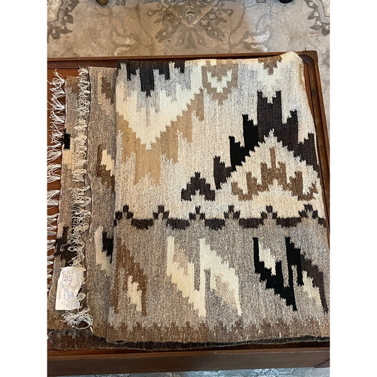 Vintage 100% Wool Kilim tassle throw rug 3' x 5'