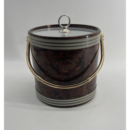 Vintage MCM Mid-Century Modern faux tortoiseshell barware ice bucket