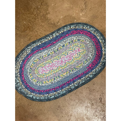 Handmade boho cottage scrap cotton Jelly Roll Accent Floor Rug