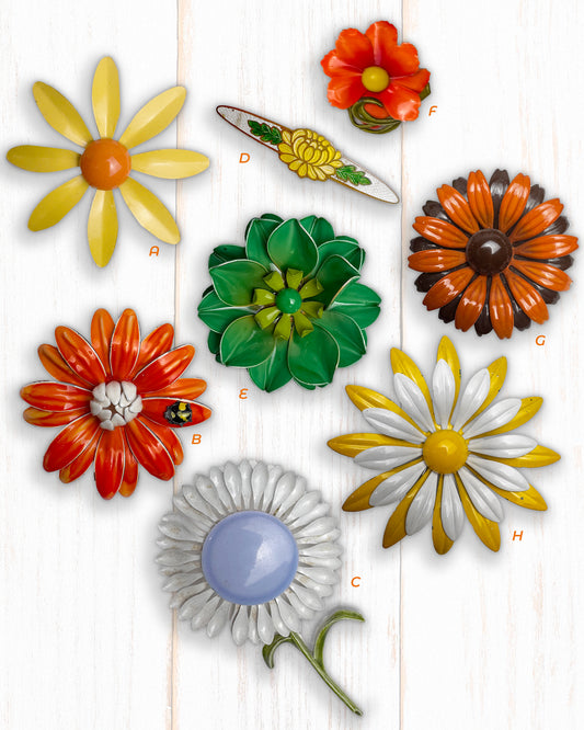 Enamel Flower Brooch