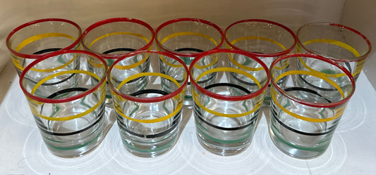 1940’s Anchor Hocking Ring Ding Circus Stipe Glass Set