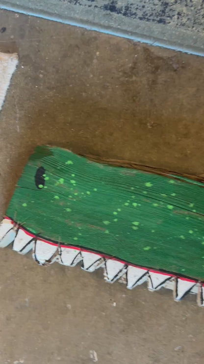 Recycled materials alligator art by Veronique