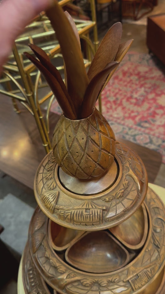 Teak lazy susan tower
