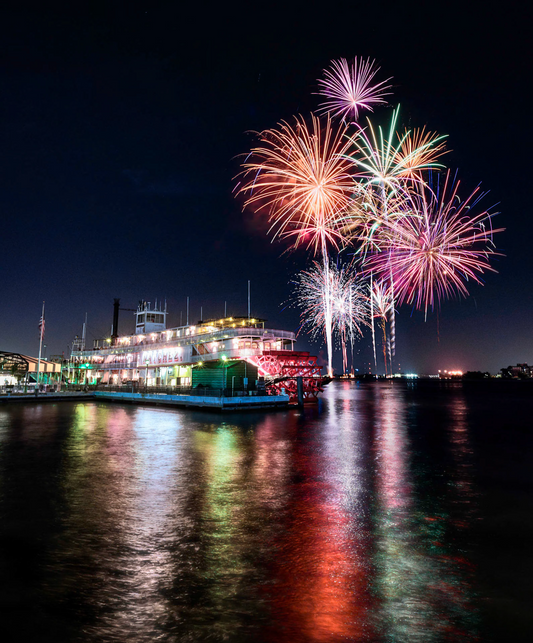 Fireworks Behind the Steamer Natchez