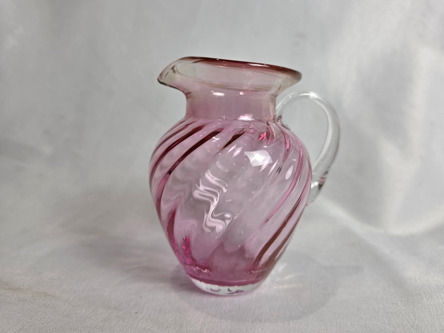 Vintage Pink Hand Blown Glass, Juice, Milk, Syrup CSHW