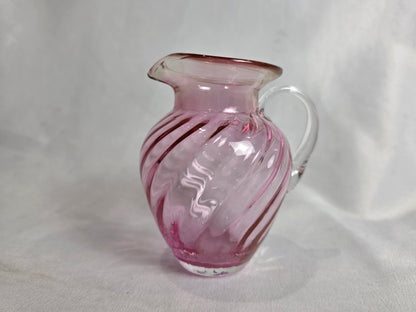 Vintage Pink Hand Blown Glass, Juice, Milk, Syrup CSHW