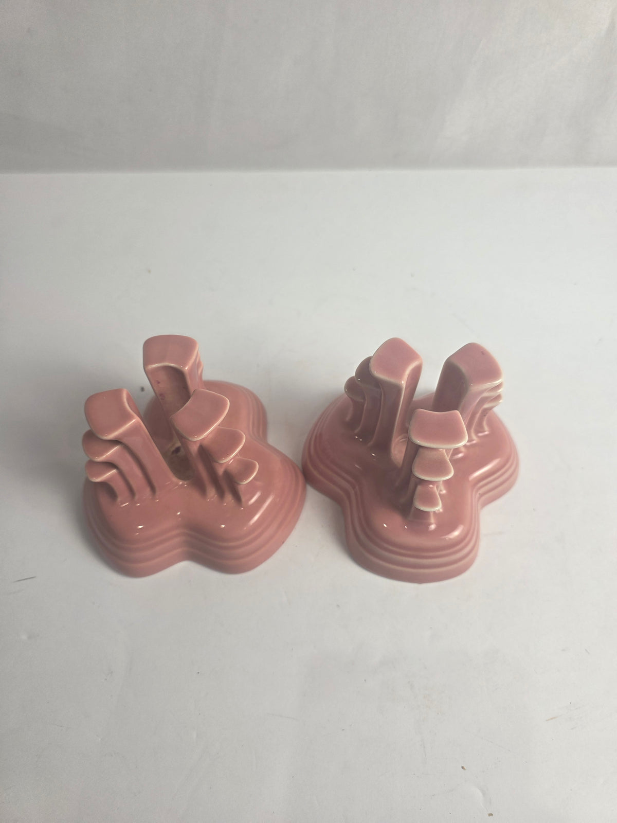 Vtg. Set of Pink Fiesta Candlestick Holders (2)
