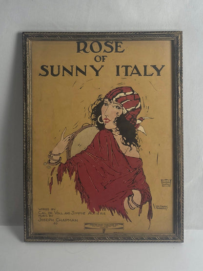 Vtg. Rose of Sunny Italy Print 1923