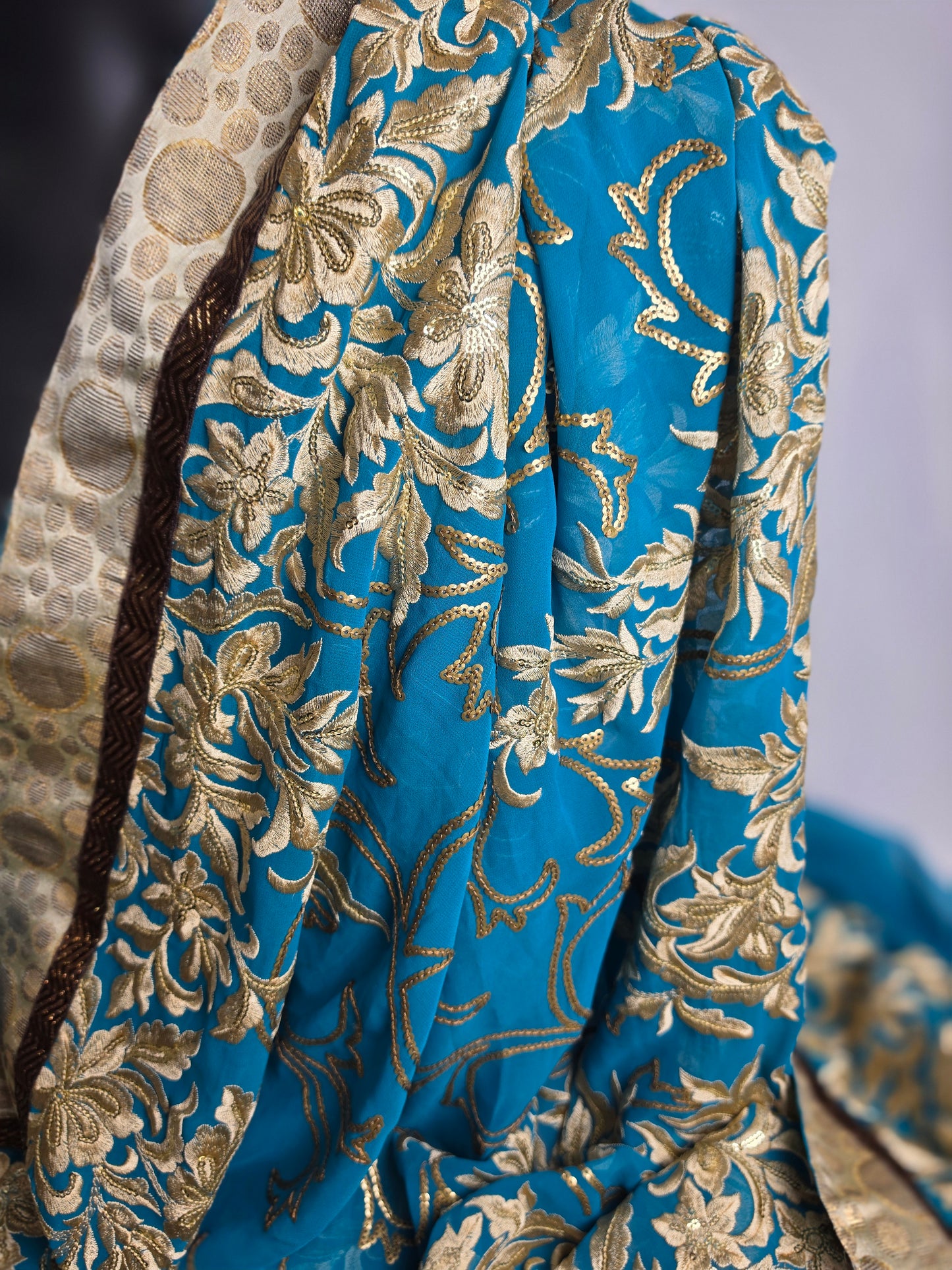 Vintage 1960s Sari Teal CSHW