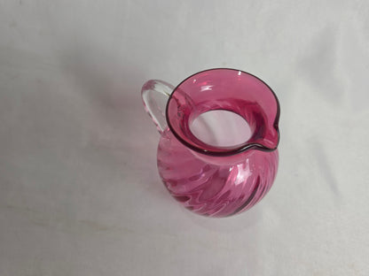 Vintage Cranberry Hand Blown Glass, Juice, Milk, Syrup CSHW