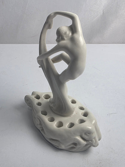 Vtg. Nude Lady Cowan Pottery Flower Frog