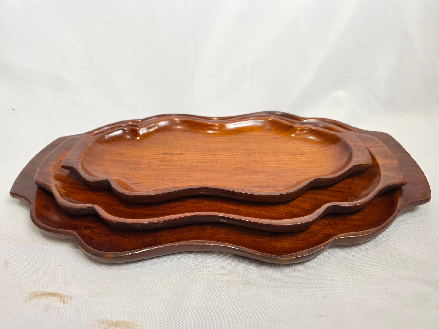 Vintage 1950 Wooden Tray Set of 3 CSHW