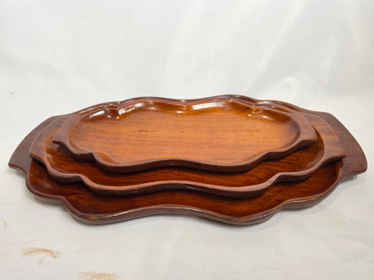 Vintage 1950 Wooden Tray Set of 3 CSHW