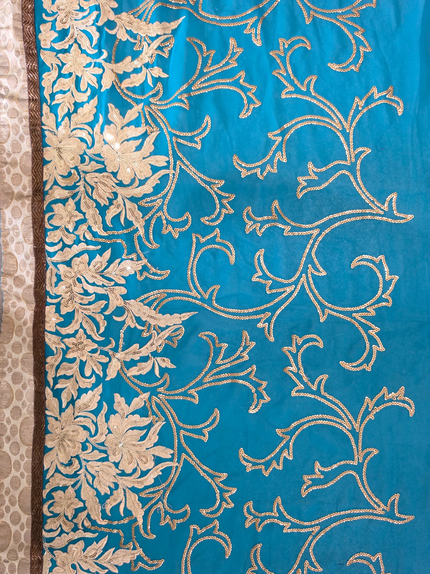 Vintage 1960s Sari Teal CSHW