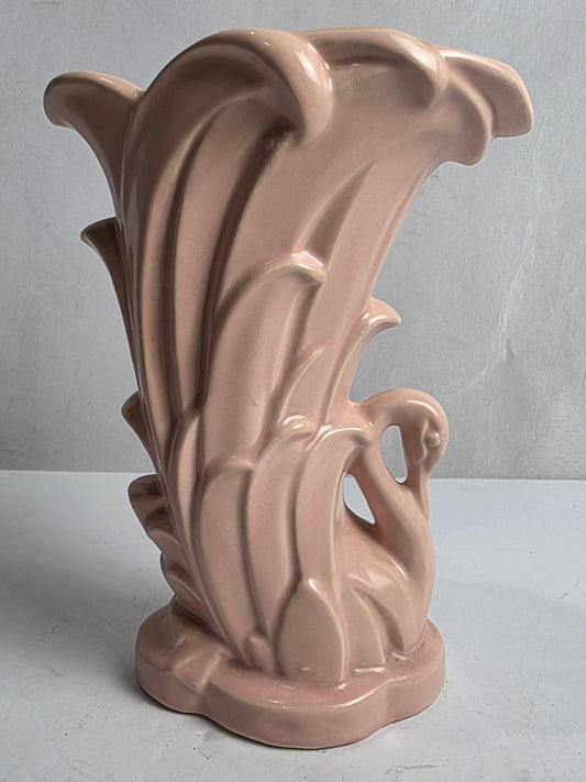 Vtg. Pink McCoy Swan Vase