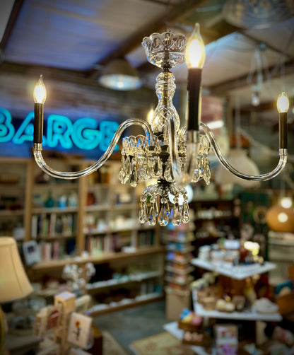 Vtg. Four-Arm Crystal Chandelier