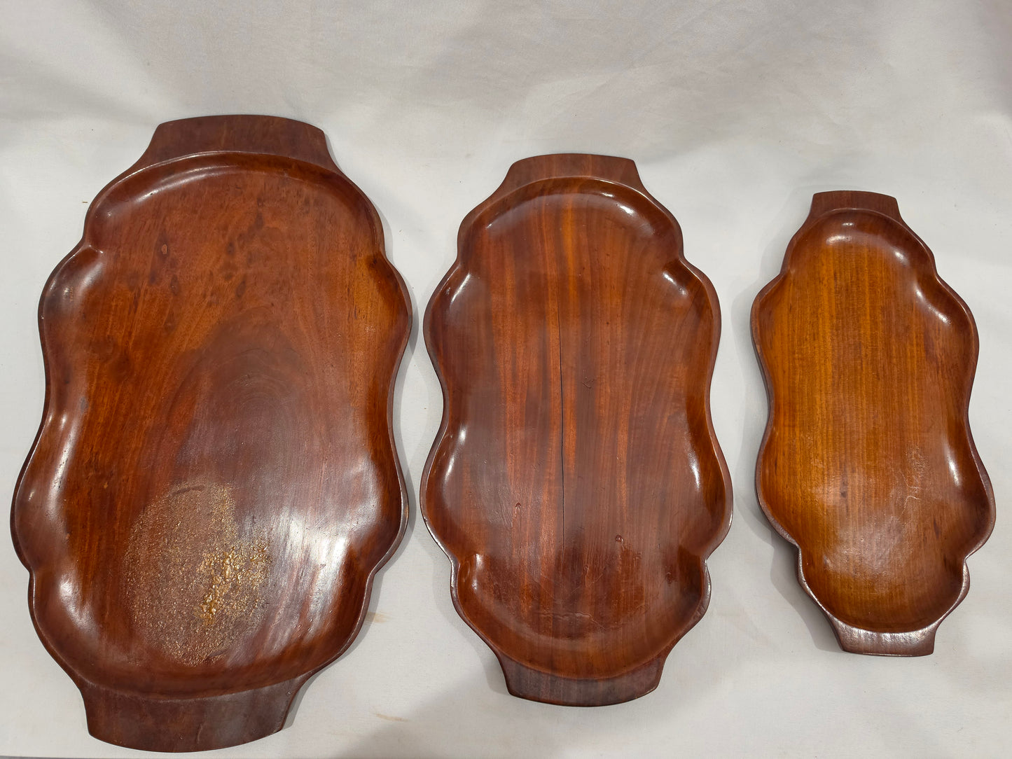 Vintage 1950 Wooden Tray Set of 3 CSHW