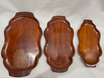 Vintage 1950 Wooden Tray Set of 3 CSHW