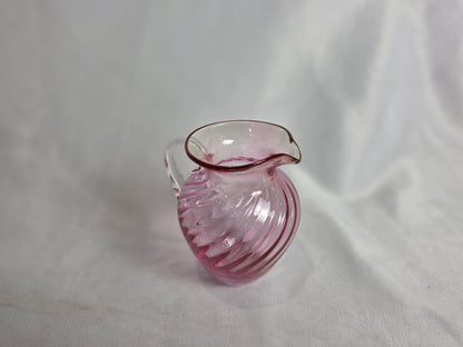Vintage Pink Hand Blown Glass, Juice, Milk, Syrup CSHW