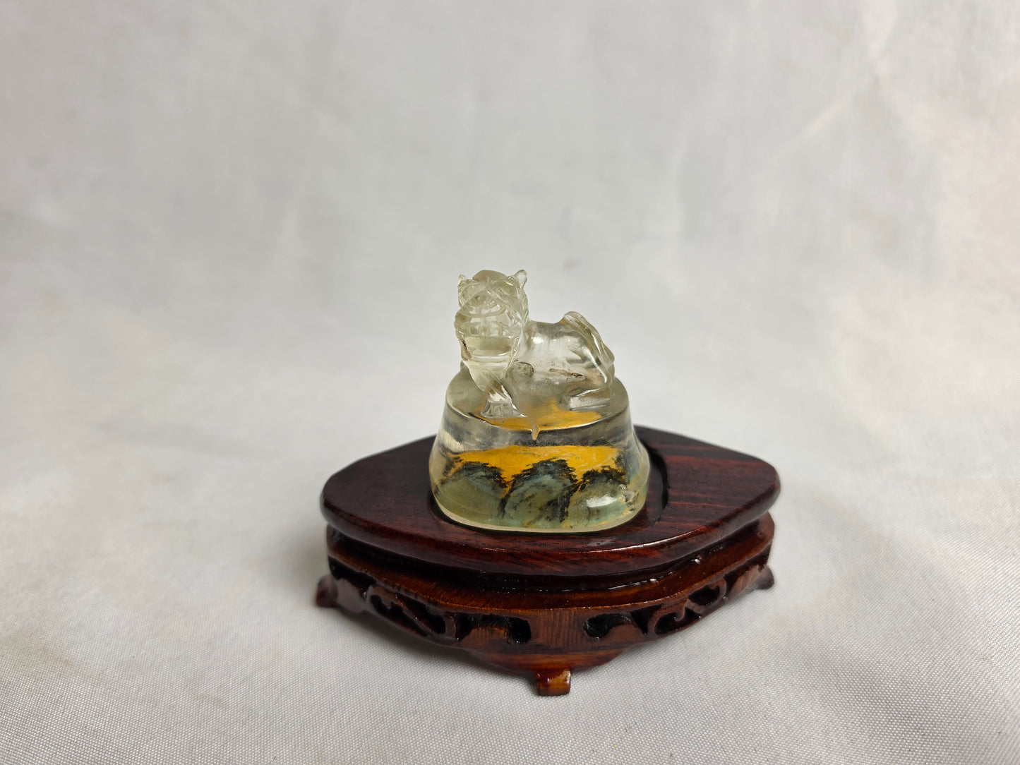 Vintage Chinese Reverse Painted Rock Crystal Snuff Bottle Set