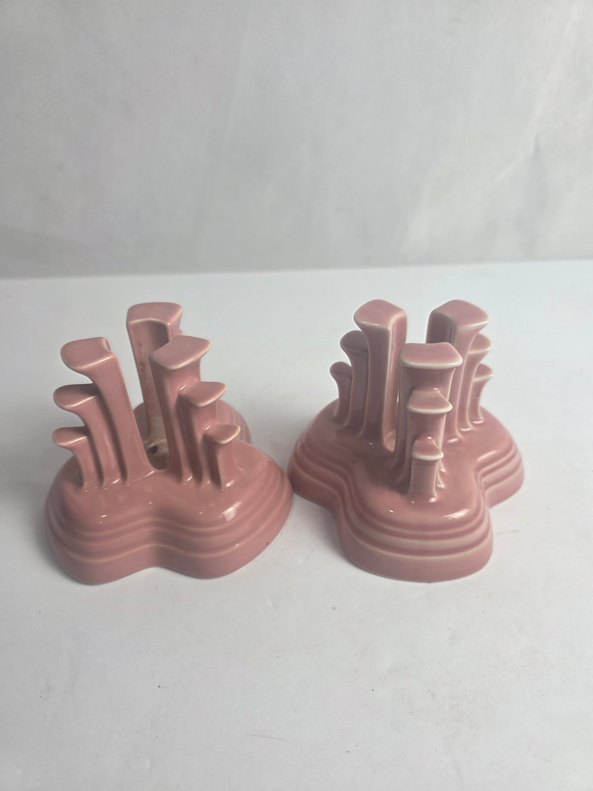 Vtg. Set of Pink Fiesta Candlestick Holders (2)