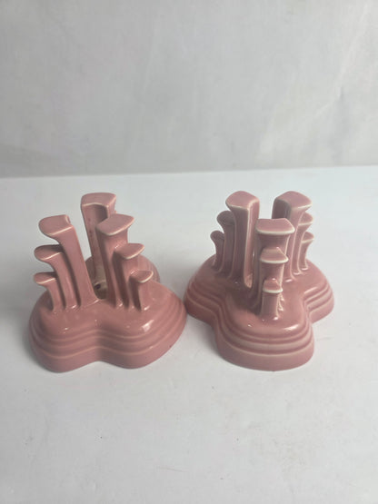 Vtg. Set of Pink Fiesta Candlestick Holders (2)