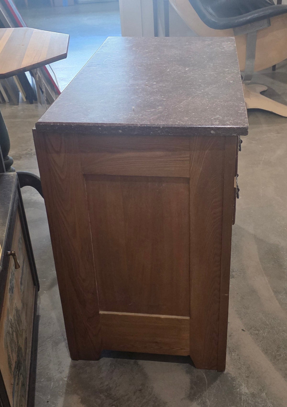 Vtg. Marble Top 2 Drawer & Cabinet