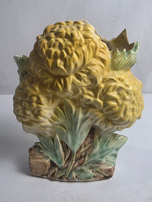 Vtg. McCoy Yellow Mums Vase